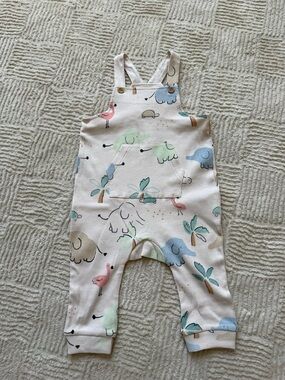 NWOT H&M Cream Baby Overalls with Pastel Print